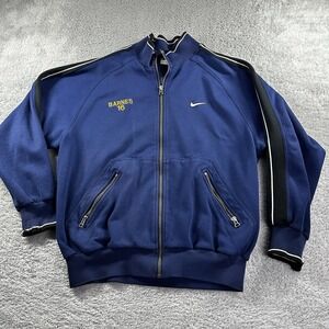 Nike‎ Sweater Mens Large Blue Full Zip Bomber Jacket Lightweight Cotton Pocket